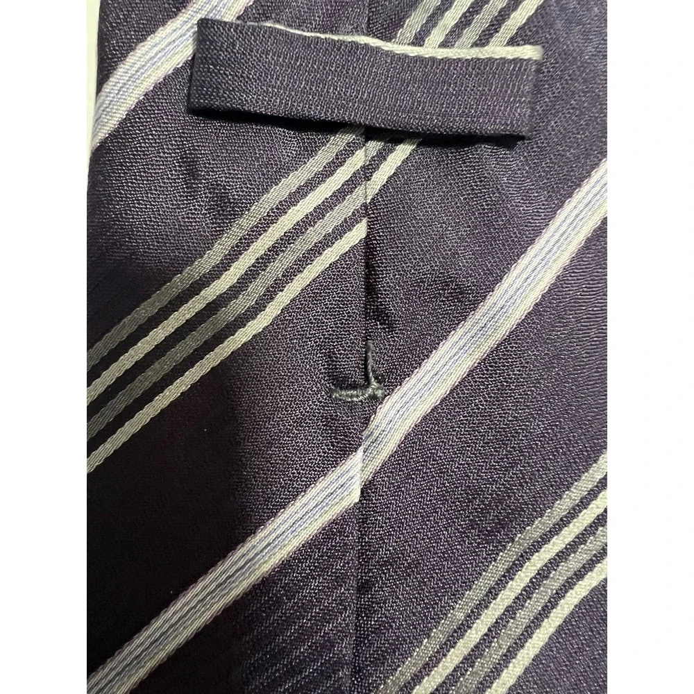 Giorgio Armani Men's Purple Striped Necktie 100% Silk Made In Italy 59.5